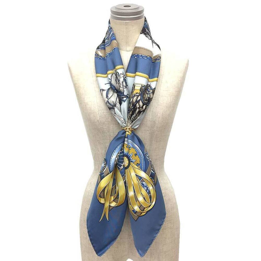 HERMES Blue Silk Scarf - Picture 2 of 3